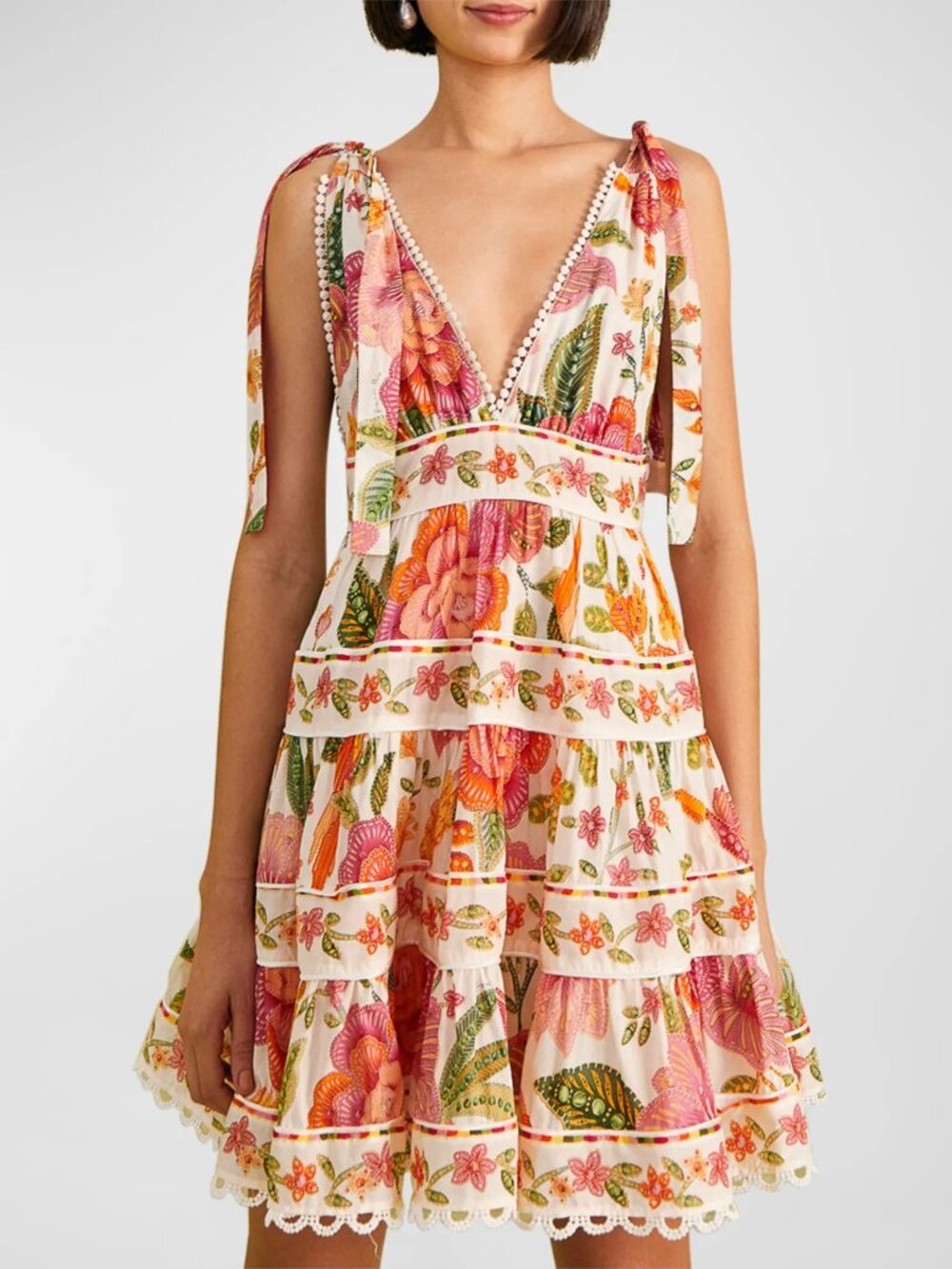 FARM Rio Off-White Macaw Bloom Mini Dress NWT Anthropologie Resort